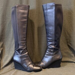 Elegant Black Tall Wedge Boots